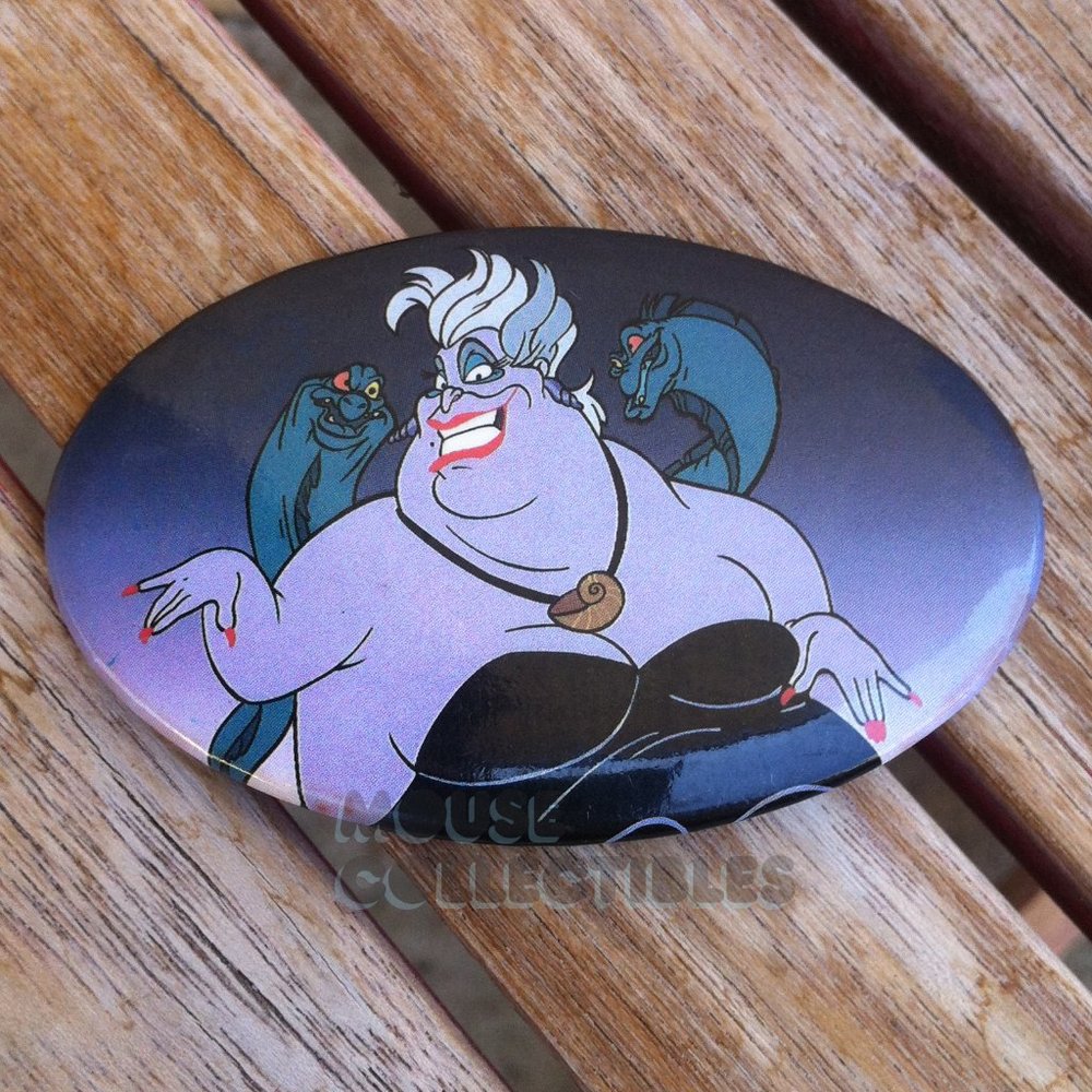 Vintage Disney Parks The Little Mermaid Pin Button Ursula Flotsam Jetsam '90s